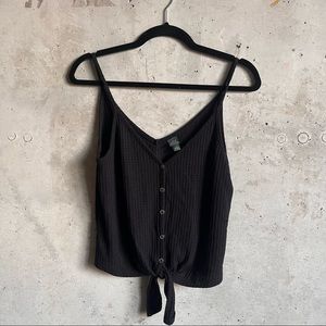 5 for $25 | black waffle knit tank top